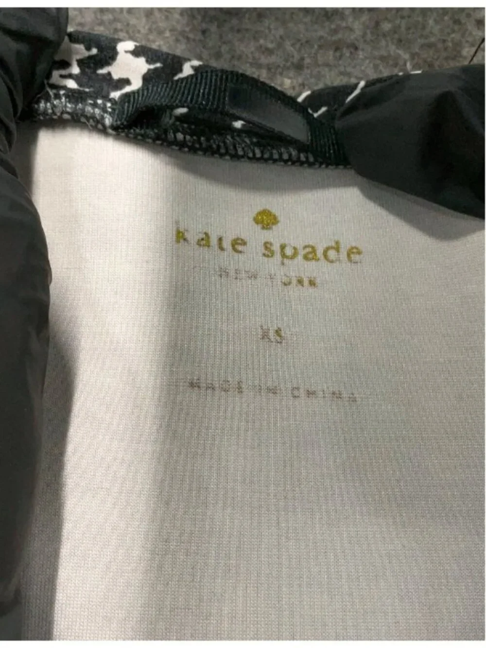 Kate Spade Dress Sz XS Black White Houndstooth Fit Flare Bell Sleeve Preppy Work